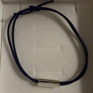 Navy Cord Bracelet with Silver Bar